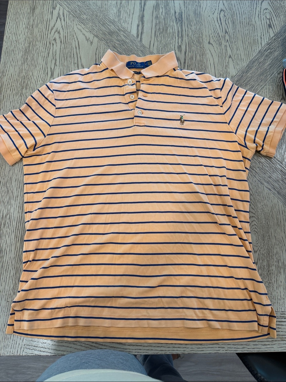 Polo by Ralph Lauren Peach Striped Polo with Navy Lines